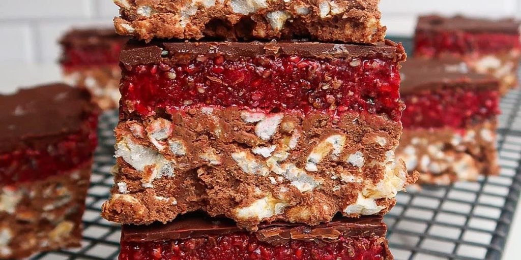 Chocolate & Raspberry Coconut Slice